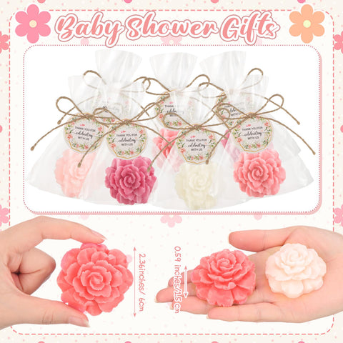 Demissle pink flower soap, 6 cm size ideal for party goodie bags.