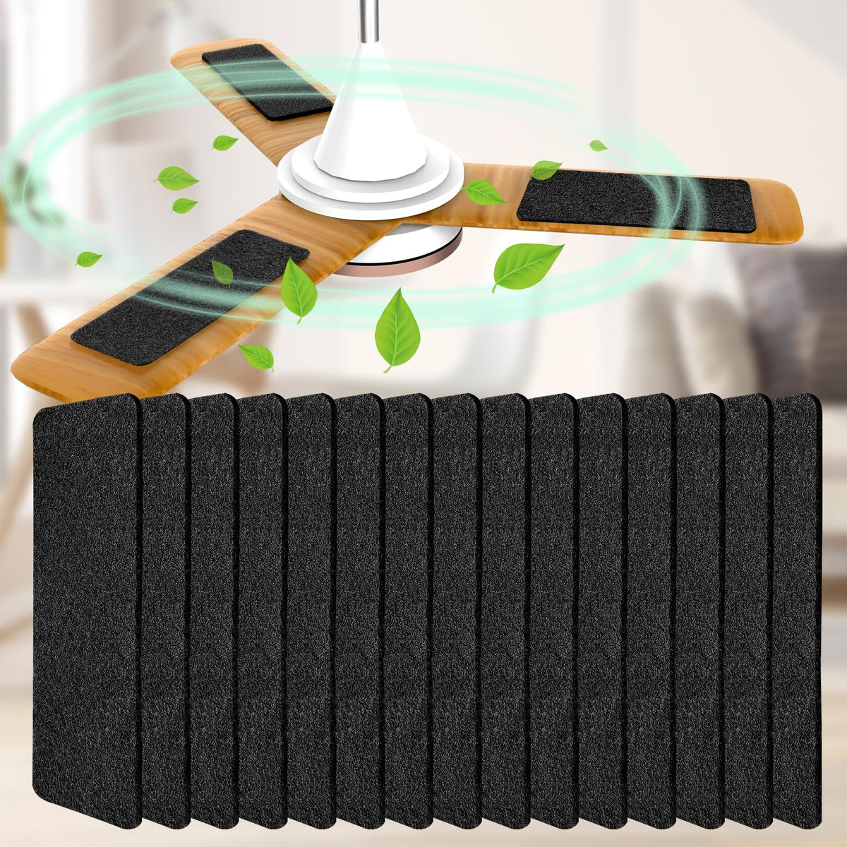 Demiwise ceiling fan filter pad on blade for cleaner air