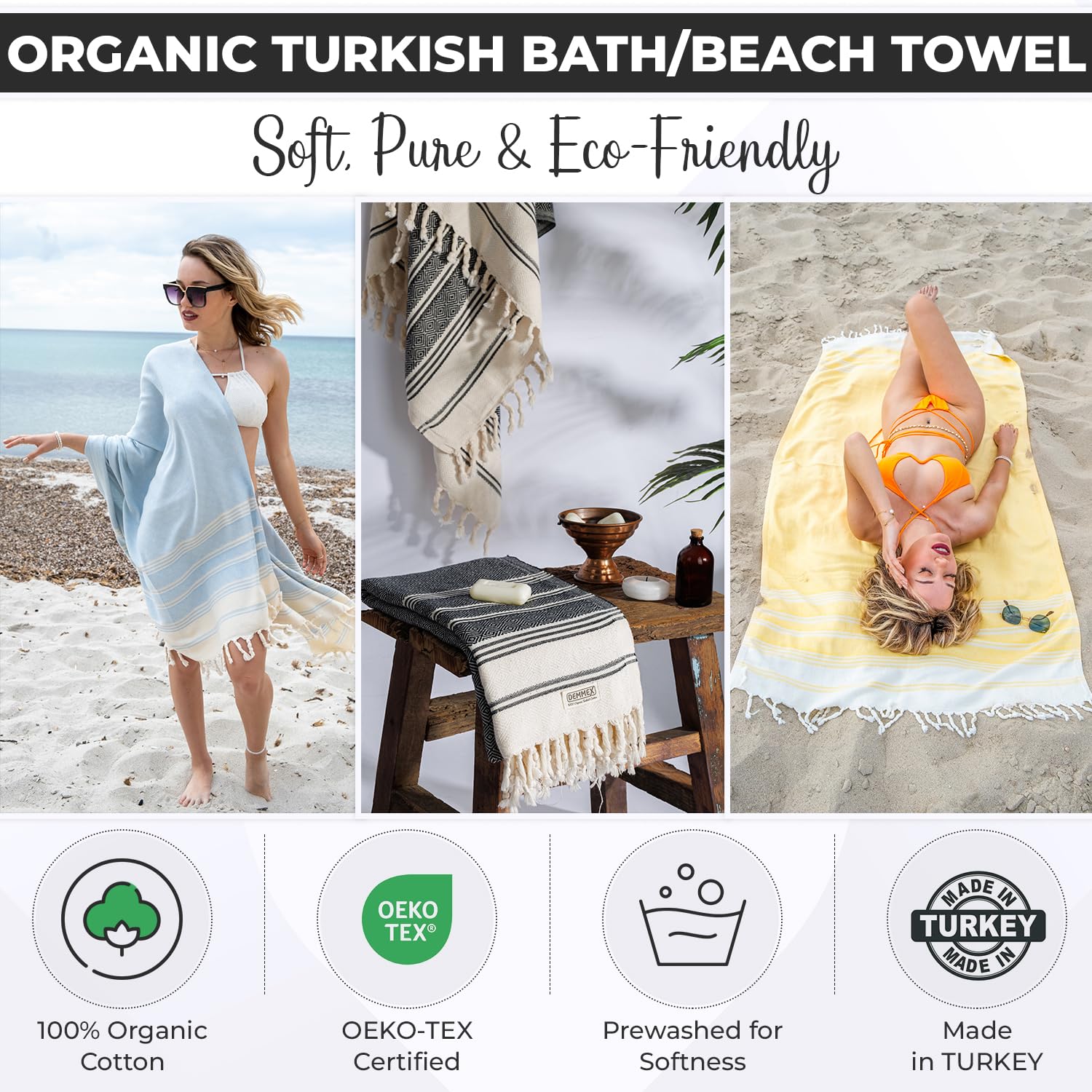 DEMMEX Diamond weave towel shows plush texture for cozy beach cover-ups.