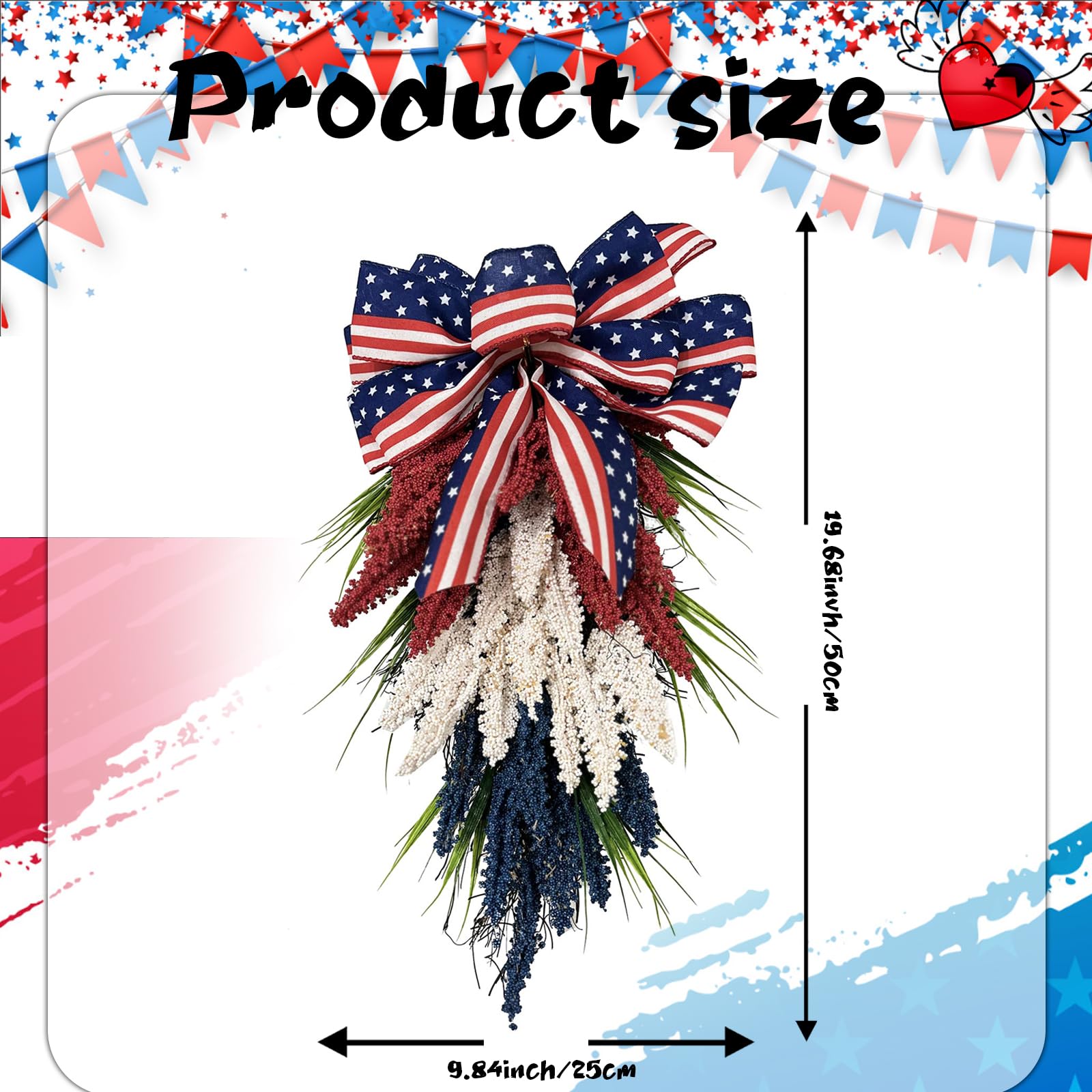 Demonwer red white blue rice spikes detail adds festive color and texture.