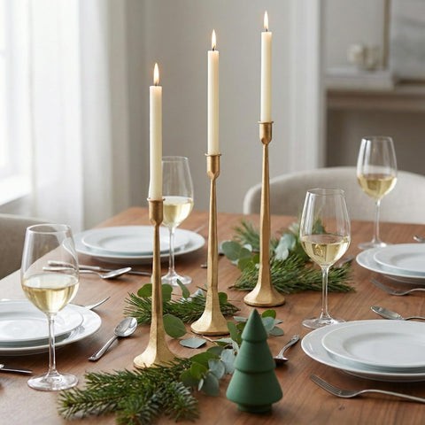 Denique iron taper candle holder medium front view focal point on mantels