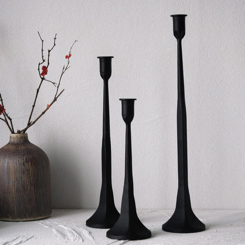 Denique iron taper candle holder set with three heights for elegant tablescapes