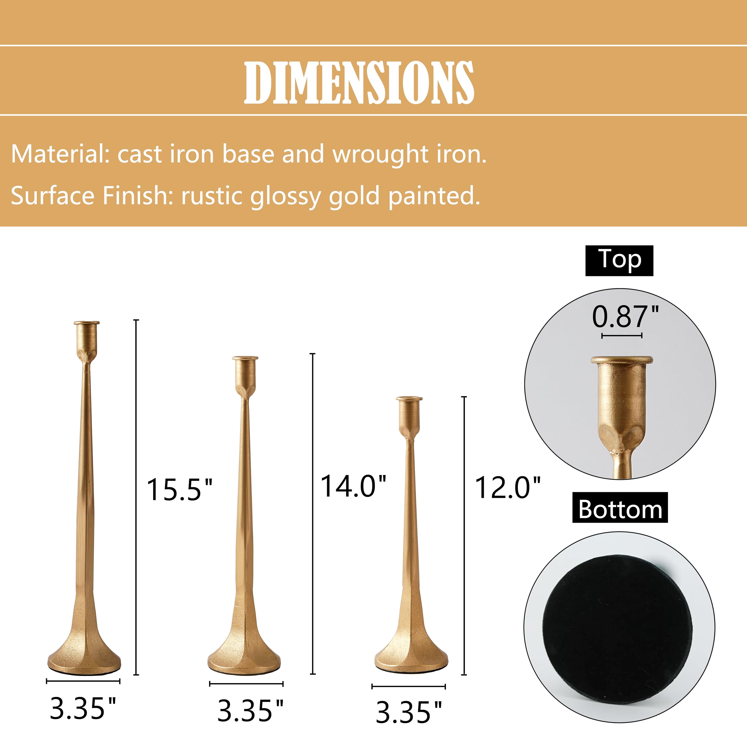 Denique iron taper candle holder small side angle ideal for intimate dinners