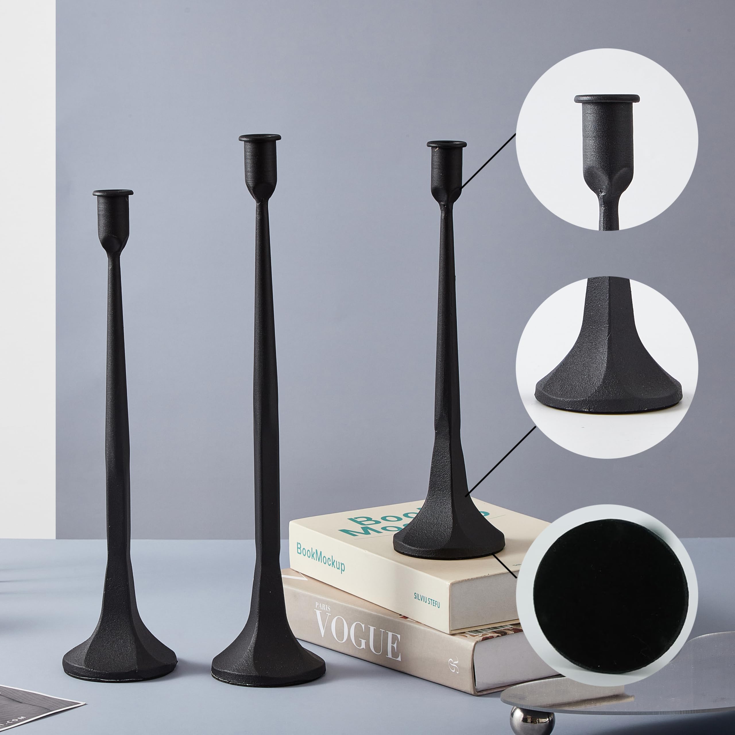 Tall taper holders suit weddings and elegant dinner atmospheres