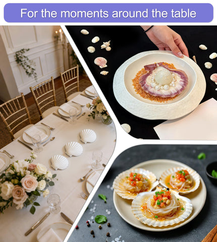 Denking scallop shells provide uniform pieces for calm, centered decorations.