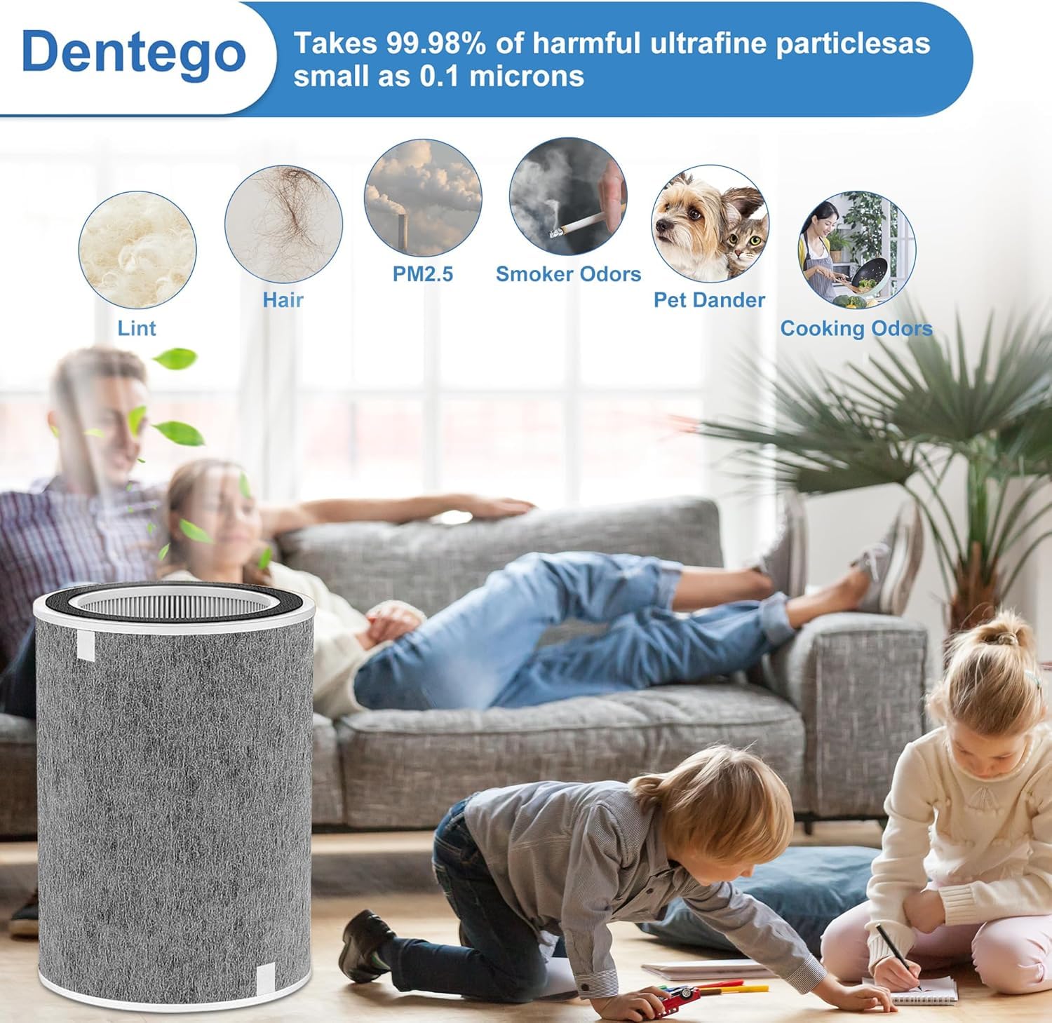 Dentego four pre-filter cotton pieces included for longer purifier life