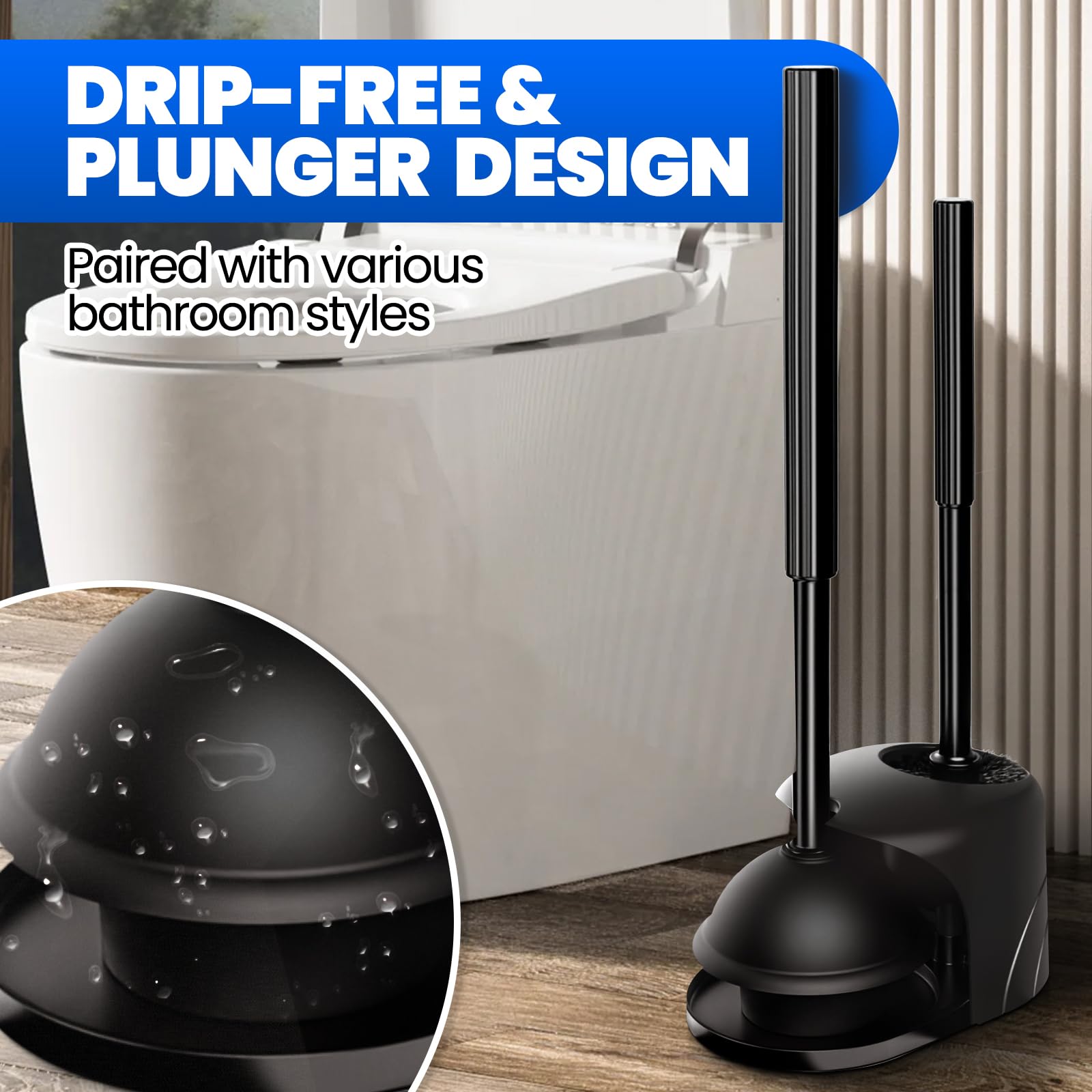 Denvlex toilet brush with full bristles provides 360-degree deep cleaning.