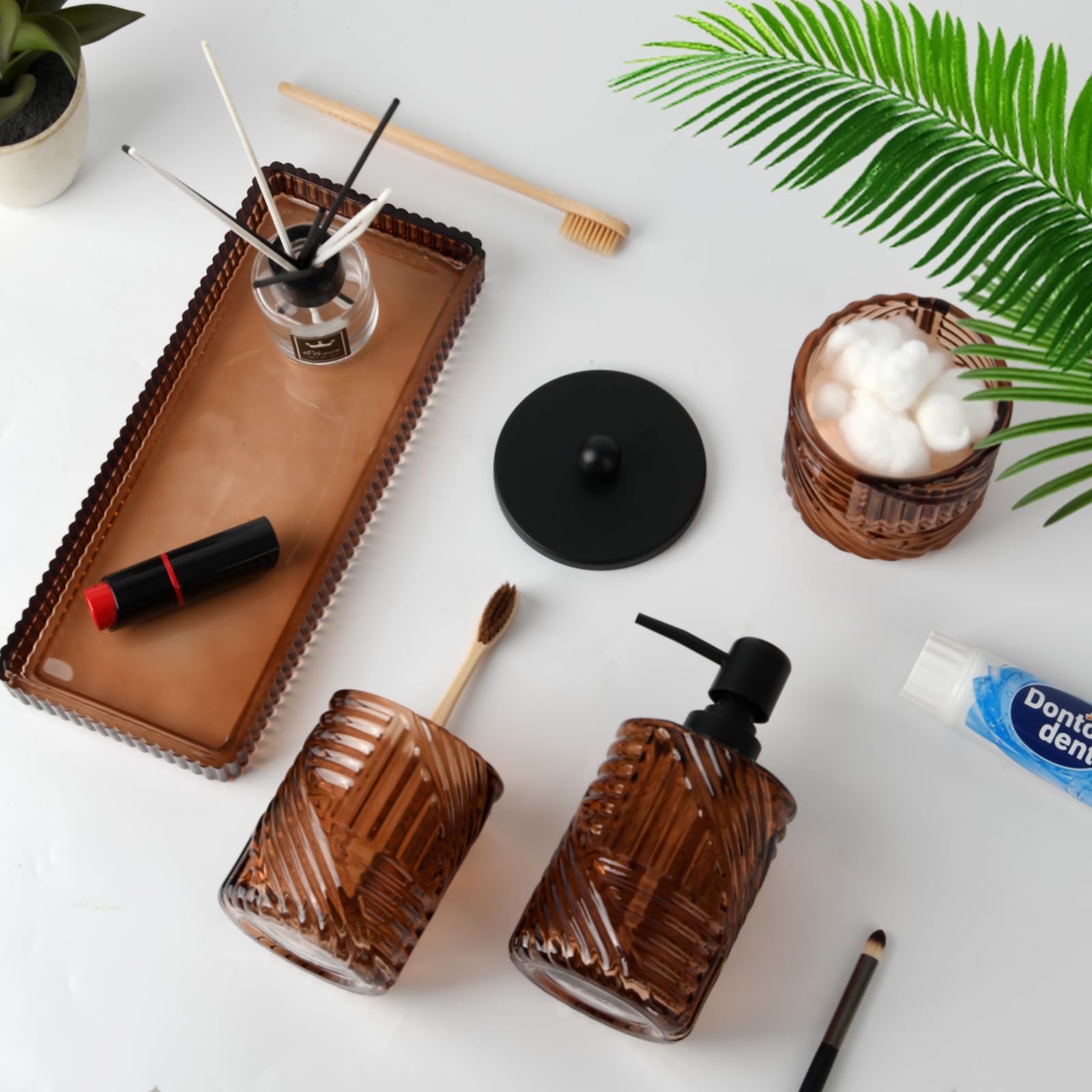 Deobath bathroom accessories set displayed on a tidy countertop