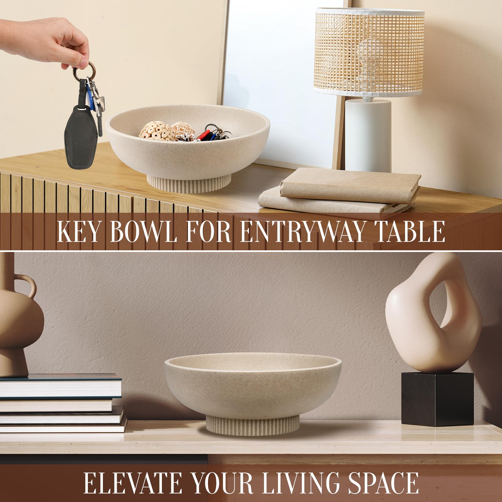 Beige Deobath bowl on dining table adds contemporary charm