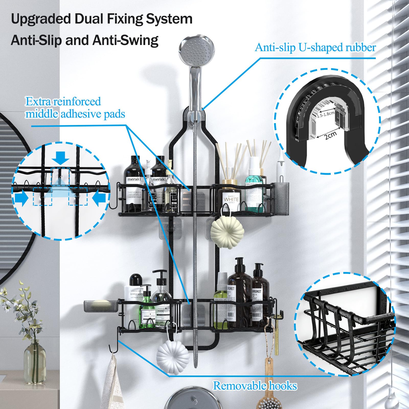 Depecal adhesive pads enable tool-free, wall-safe installation.