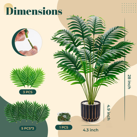 Der Rose 28-inch palm tree provides bold floor-level accent.