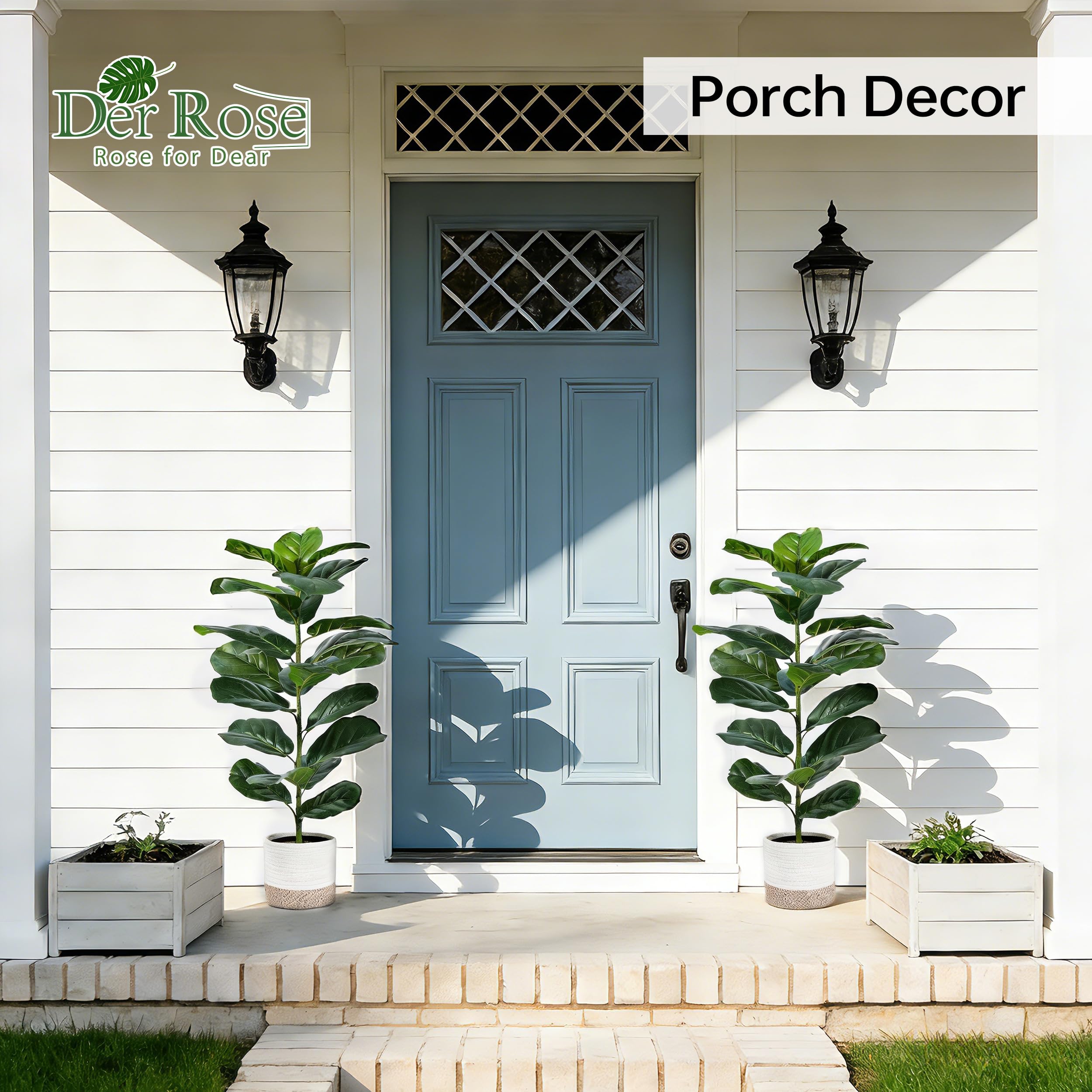 Der Rose 2-pack 30-inch fiddle leaf fig tree side view with veined leaves.