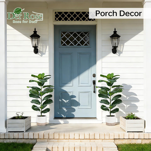 Der Rose 2-pack 30-inch fiddle leaf fig tree side view with veined leaves.