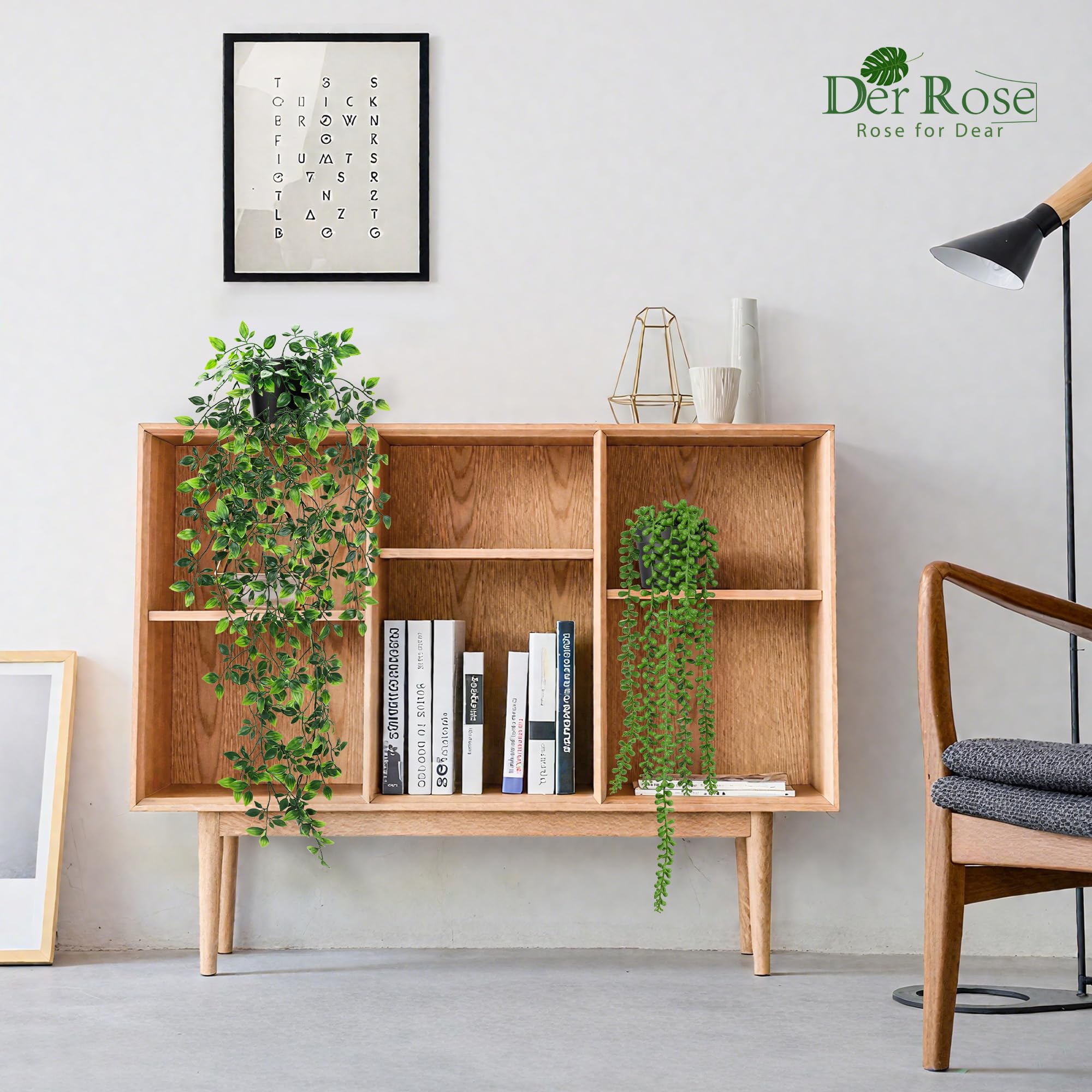 Der Rose 6Pcs set elevates decor with varied hanging greenery and depth.