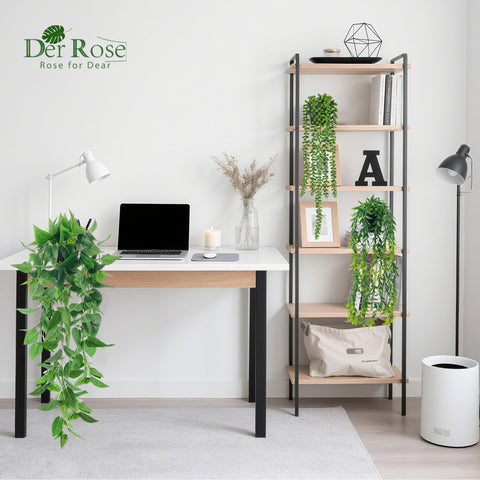 Der Rose pothos hanging plant offers instant, realistic greenery without watering.