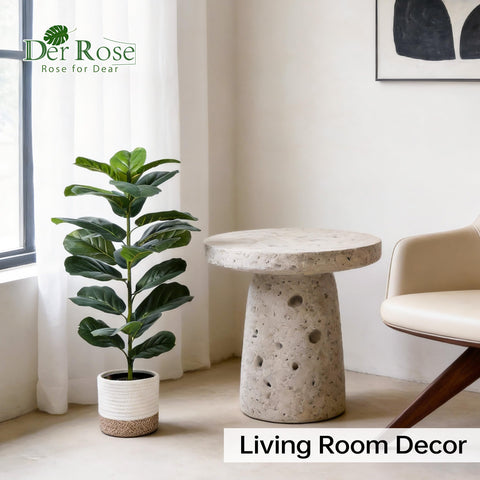 Der Rose floor-standing fiddle leaf fig tree creating height and texture.