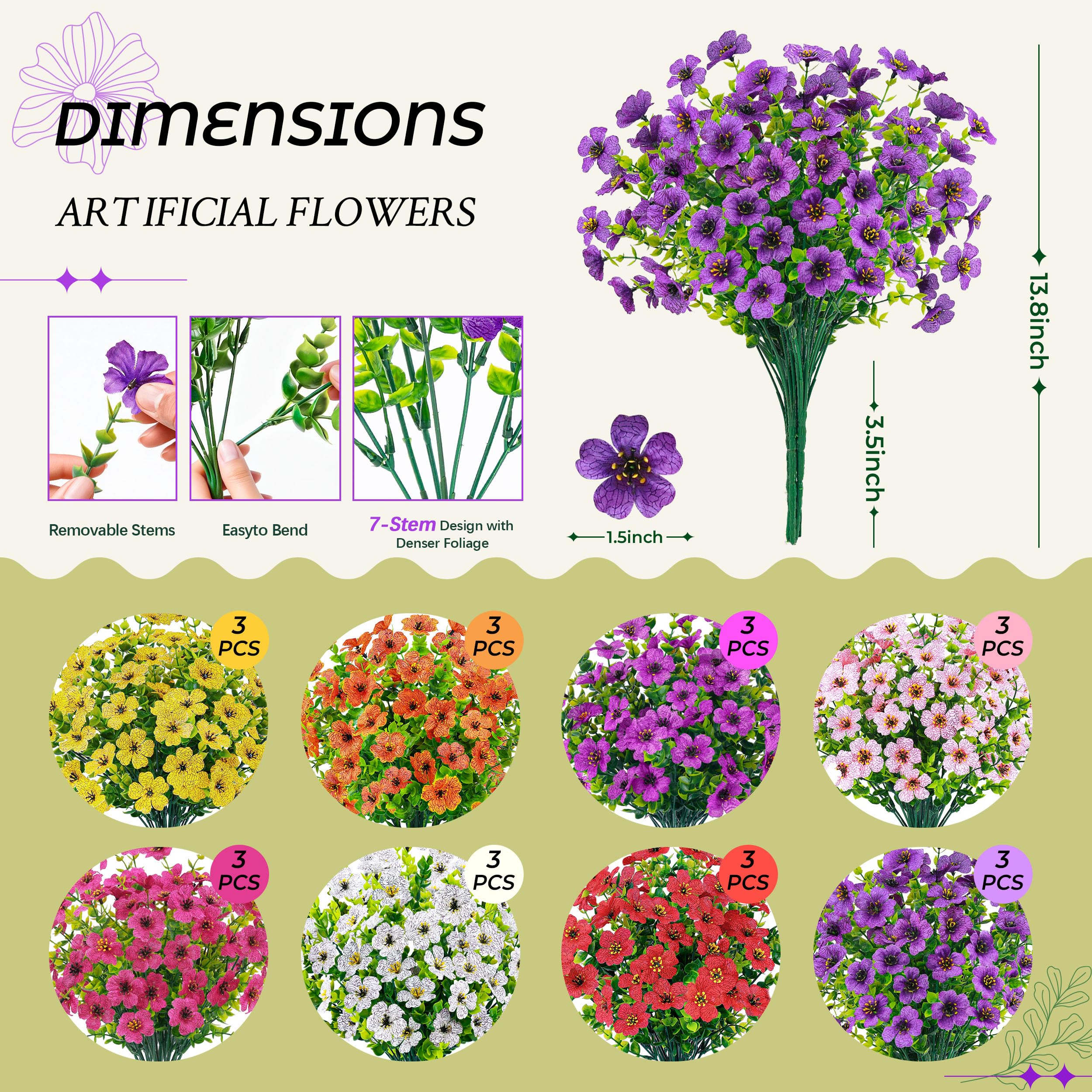 Der Rose artificial flowers with flexible stems simplify porch and garden arrangements.