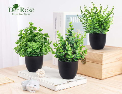 Der Rose 7.18-inch faux greenery enhances desks and decor.