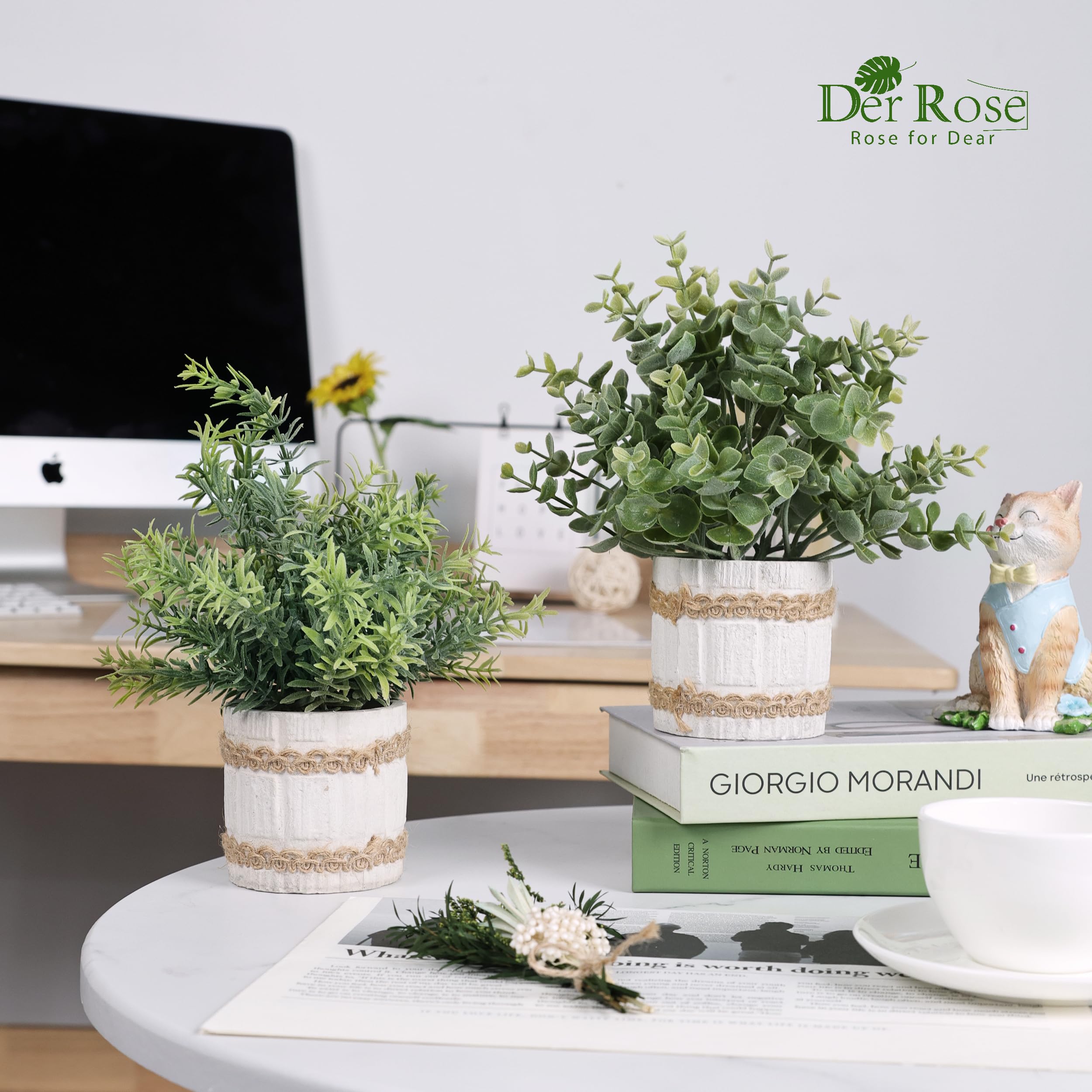 Der Rose artificial plants in mini pots add year-round greenery to any room.