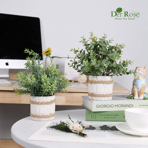 Der Rose artificial plants in mini pots add year-round greenery to any room.