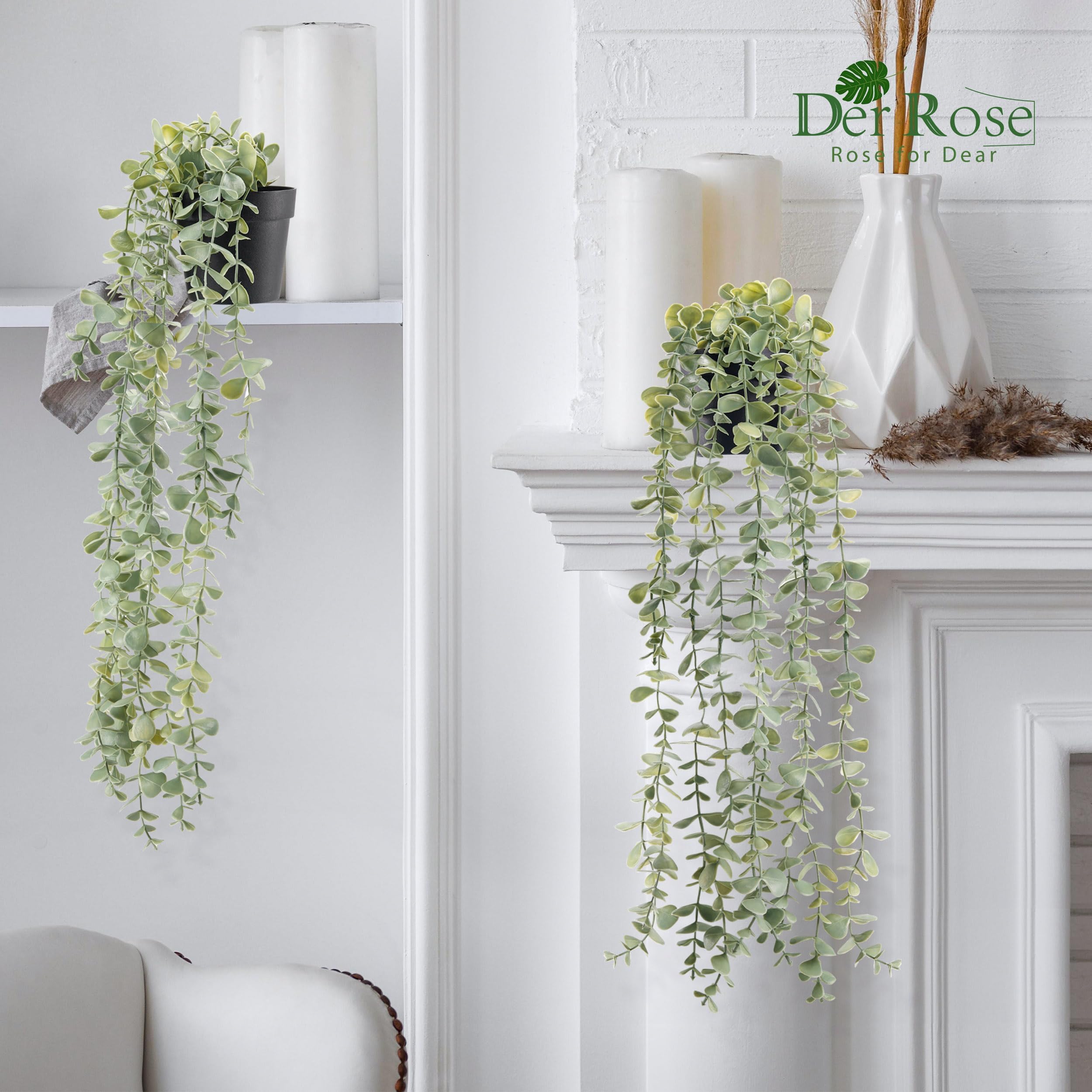 Der Rose artificial vines hanging 24in for desk or wall styling