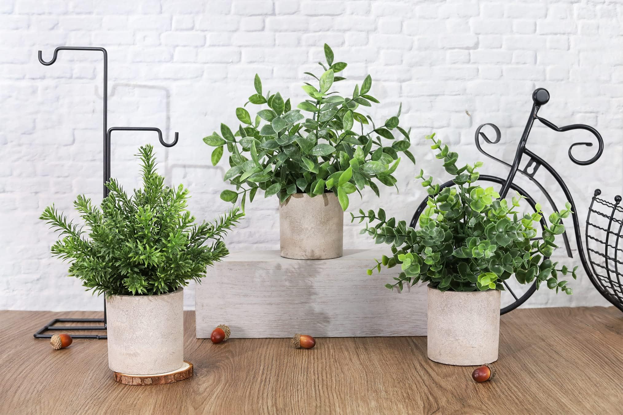 Der Rose desk-topiary eucalyptus in paper pulp pot for home office ambiance.