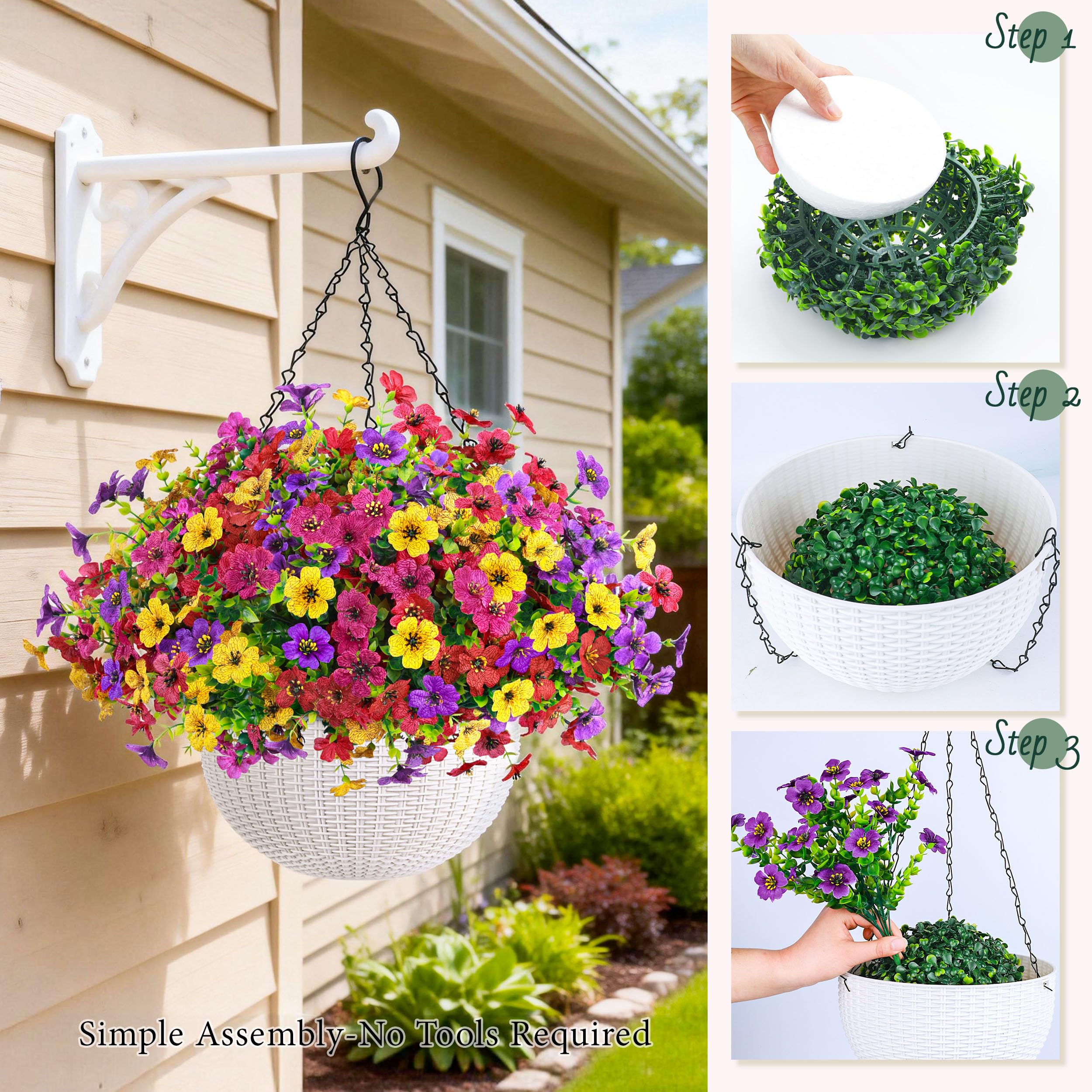 Der Rose 21.2-inch hanging basket height for patio decor