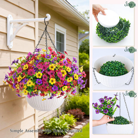Der Rose 21.2-inch hanging basket height for patio decor