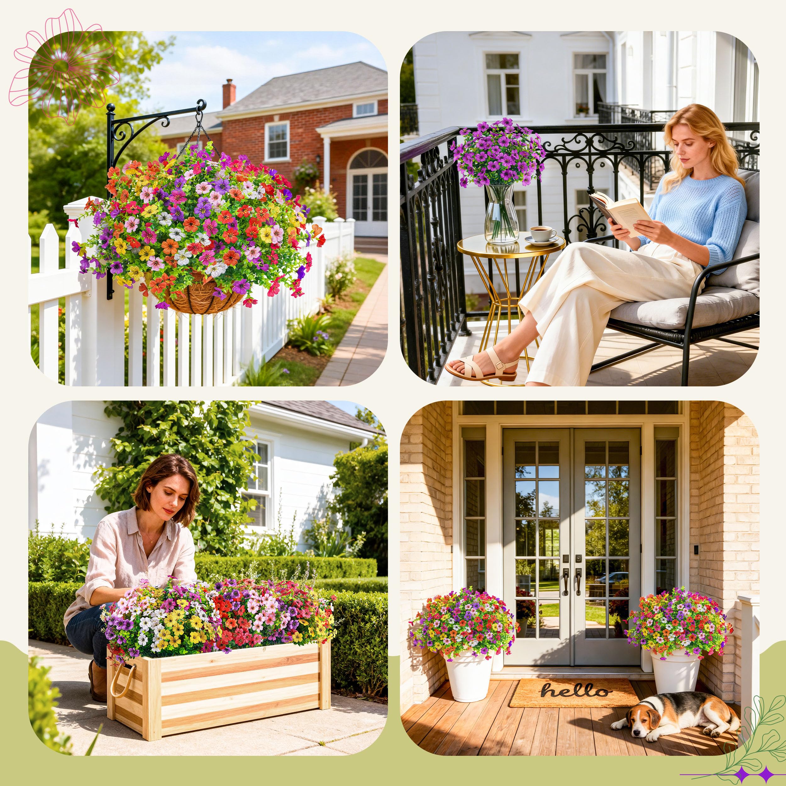 Der Rose eight-color artificial flower set adds vibrant hues to wedding and home decor.