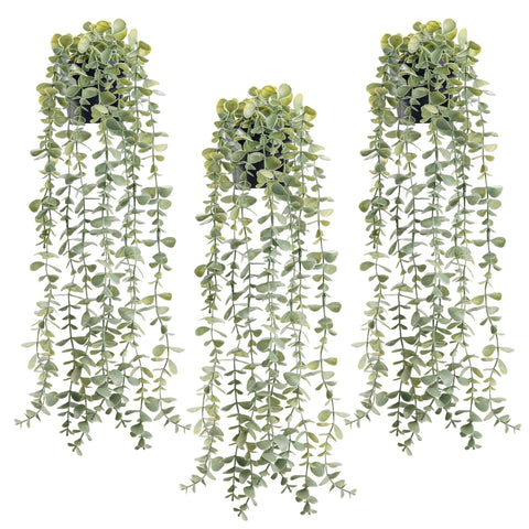 Der Rose hanging eucalyptus fake plant adds evergreen greenery to spaces