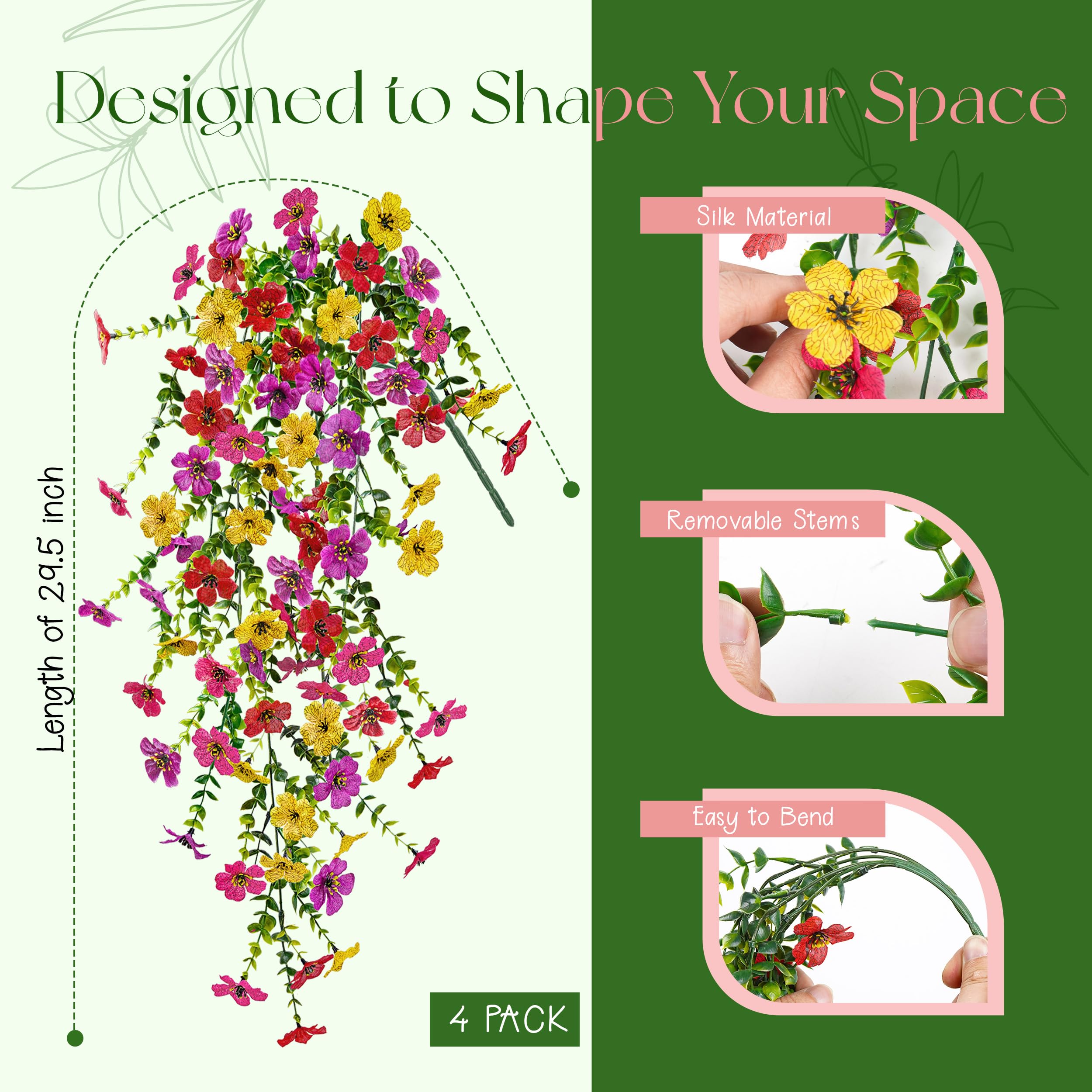 Der Rose four-piece hanging bundles provide fuller outdoor coverage.