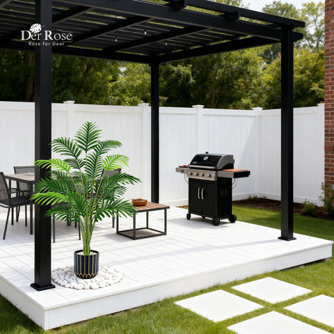Der Rose home office palm tree elevates room styling.
