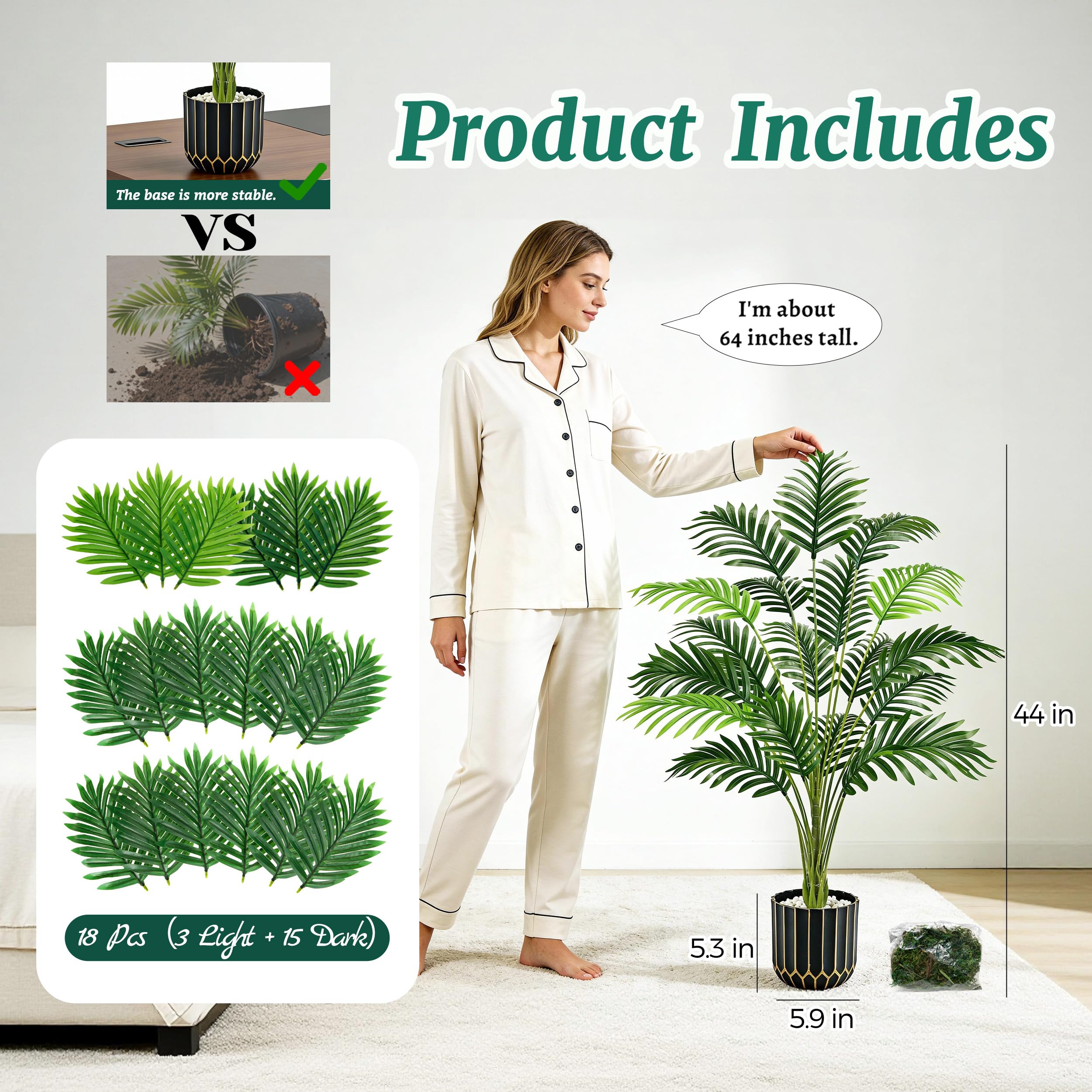 Der Rose 44inch palm ready for indoor outdoor use.