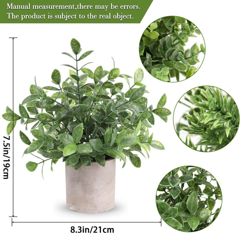 Der Rose three-pack faux eucalyptus plants add realistic greenery to shelves.