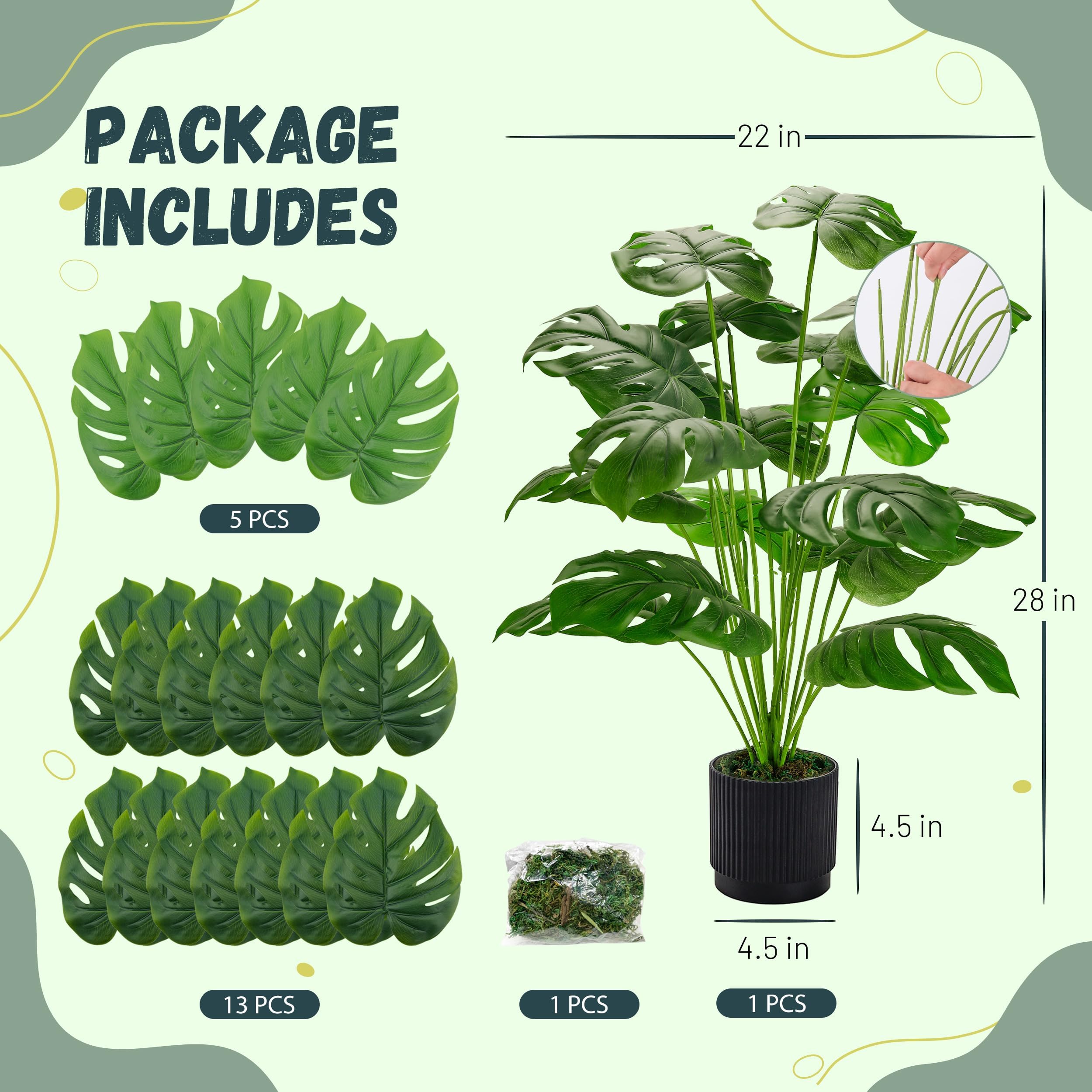 Der Rose Monstera 28-Inch brightens kitchen windowsills; fade-resistant leaves stay vibrant