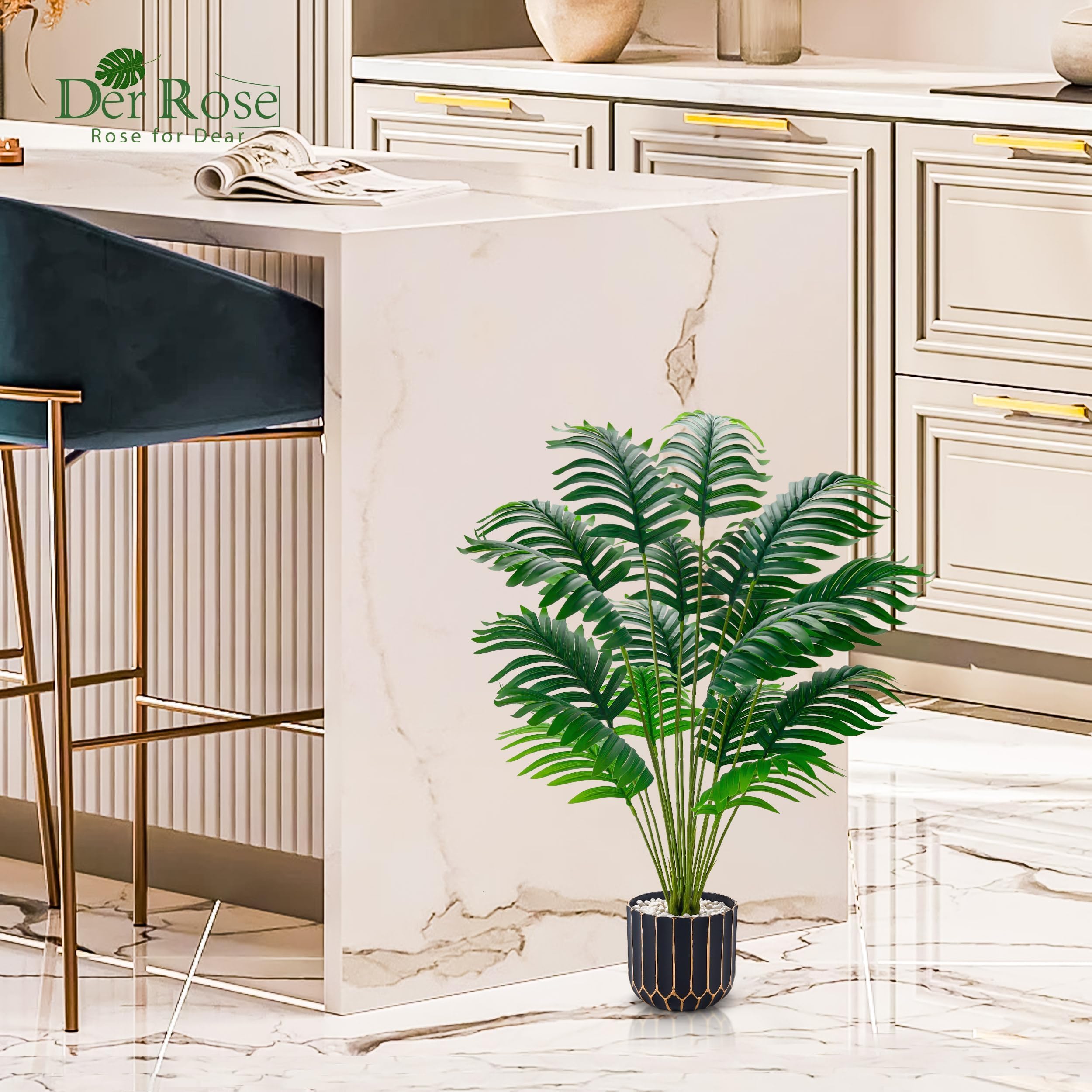 Der Rose office decor faux plant for desk boosts ambience with no upkeep.
