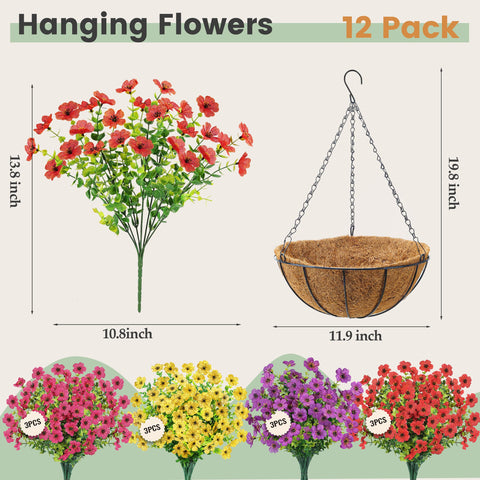 Der Rose 12-pack faux hanging plants maintain color without watering