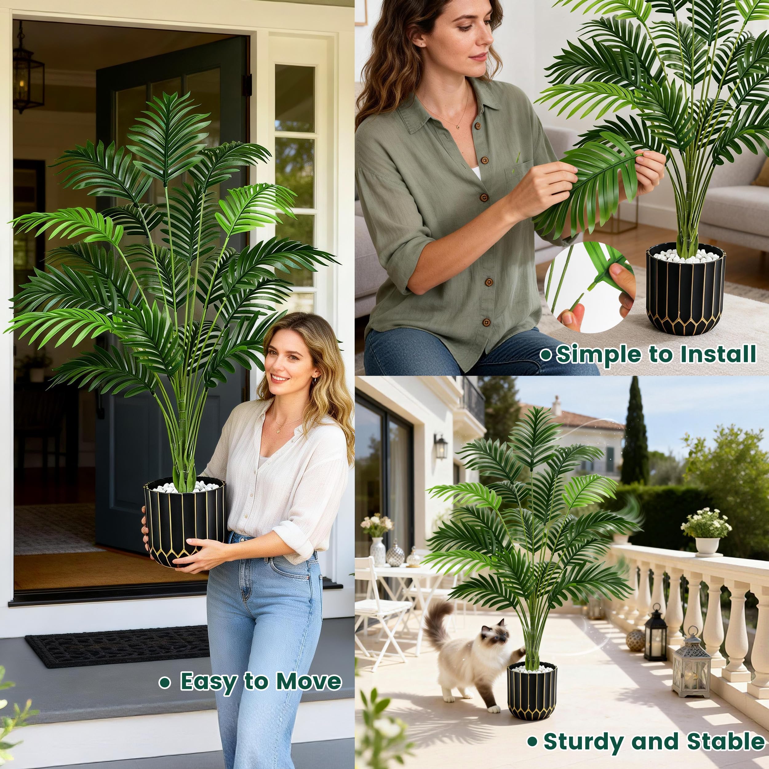 Der Rose palm tree height adds vertical visual interest.