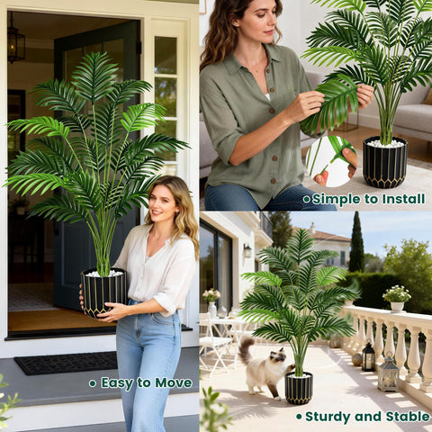 Der Rose palm tree height adds vertical visual interest.