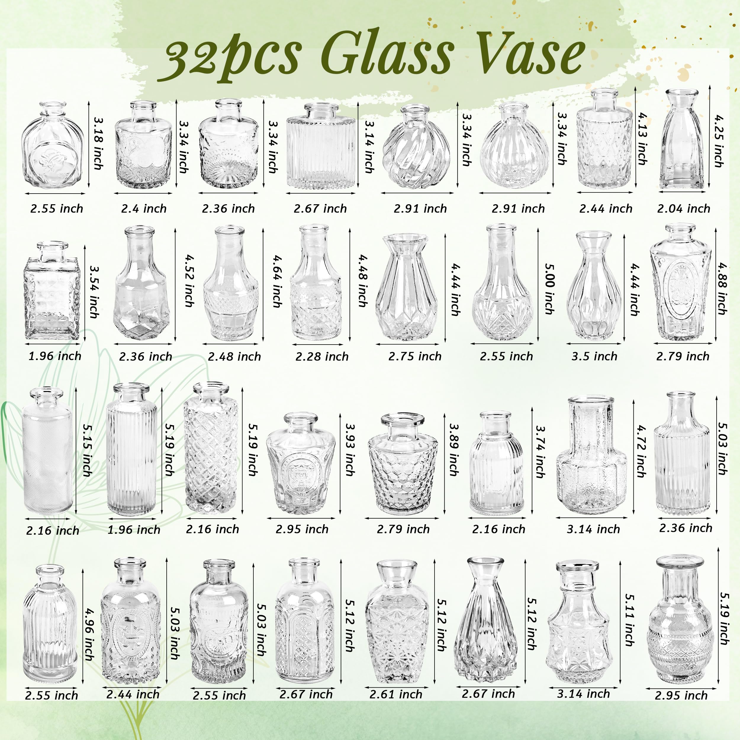 Der Rose retro-pattern vases add vintage charm to wedding decor.