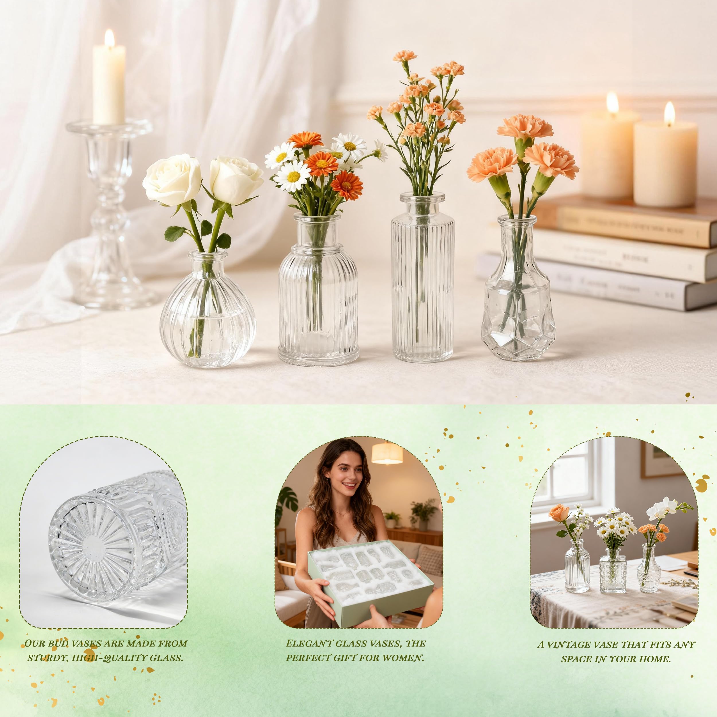 Der Rose table decor vases perfect for home office desks and mantels.
