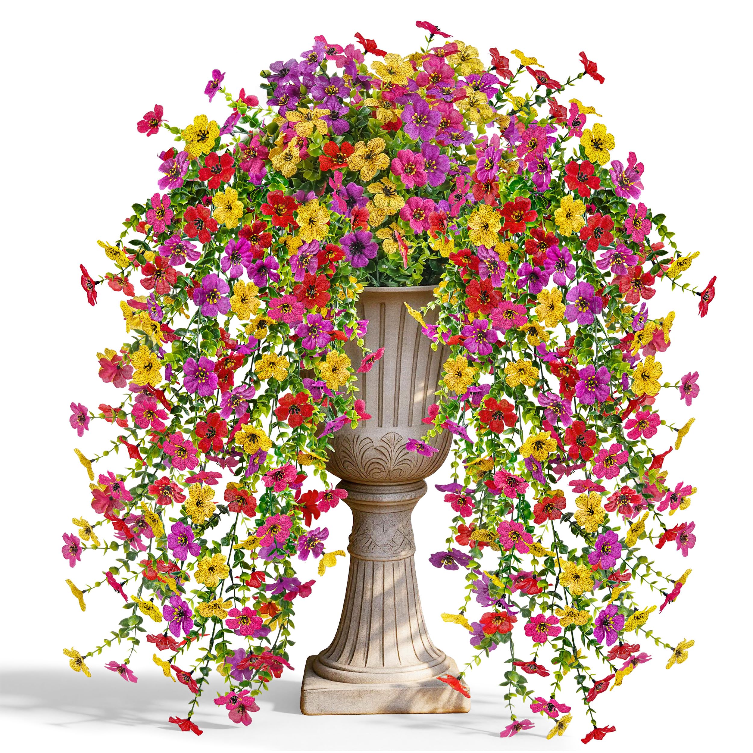 Der Rose UV-resistant silk daisies hanging outdoors for long-lasting color.