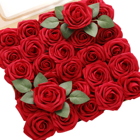 DerBlue artificial roses 60-piece pack for DIY bouquets and decor.