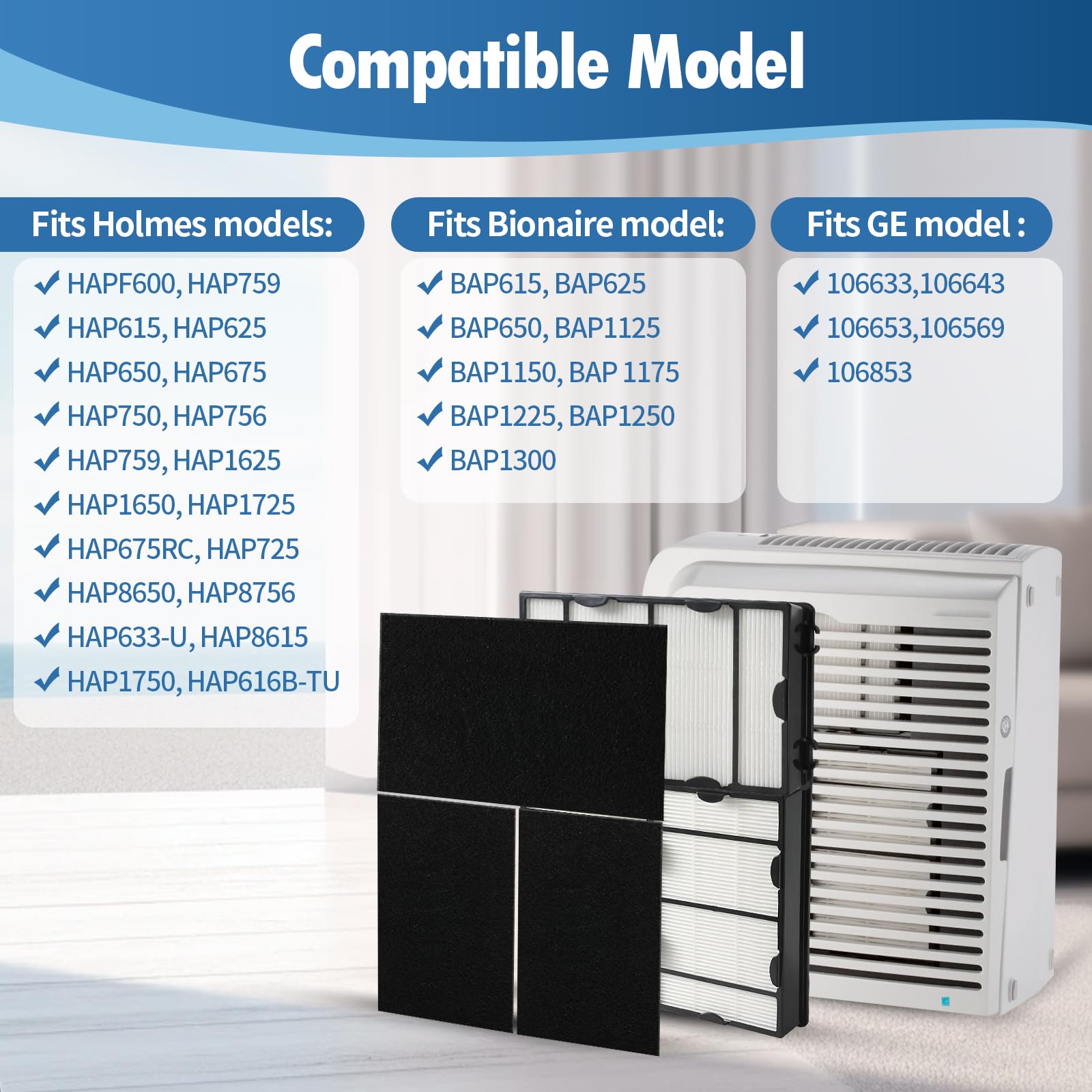 DerBlue hapf600 pre-filter 8-pack traps dust before reaching the purifier.