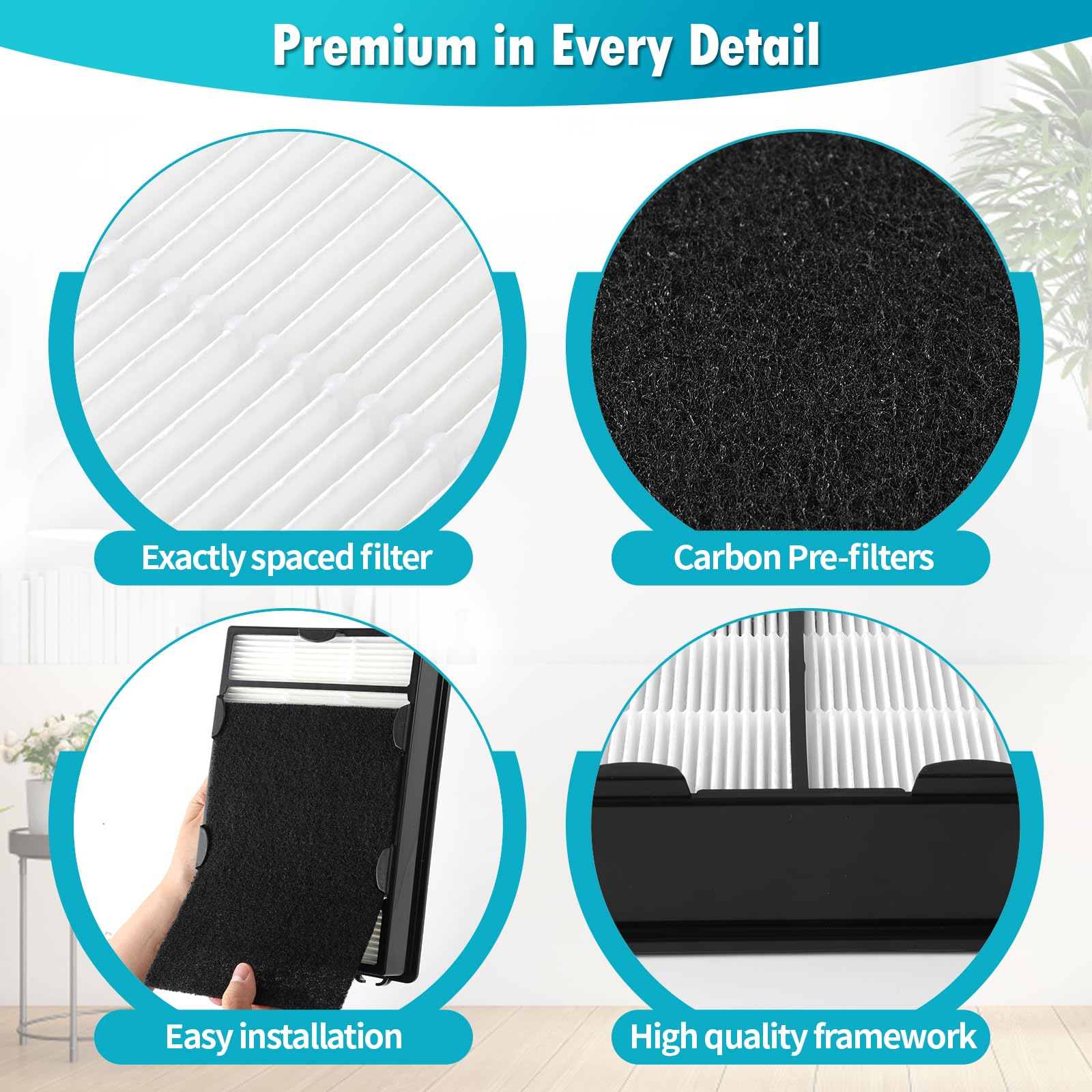 DerBlue HAPF600 pre-filter with activated carbon reduces odors