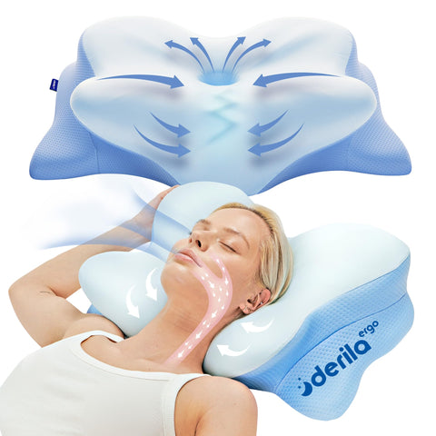 Derila Ergo Neck Pillow contour shape supports neck alignment for restful sleep.