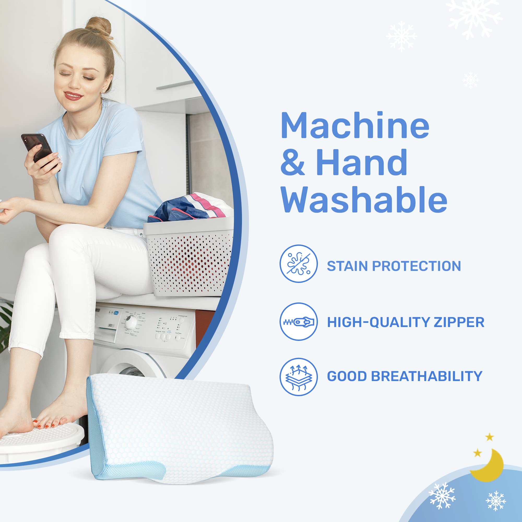 Derila pillowcase being washed to demonstrate easy care.