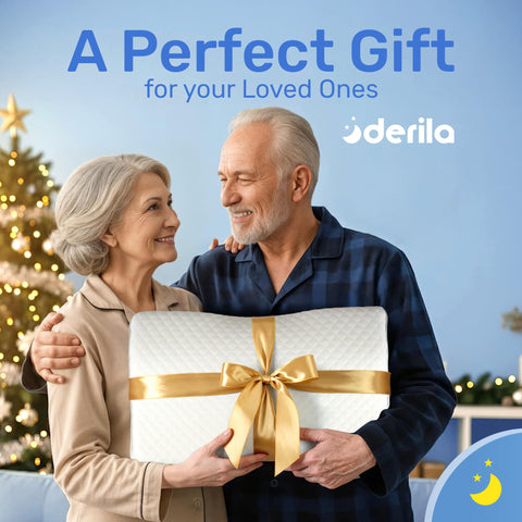Derila memory foam core contours to the neck for personalized comfort