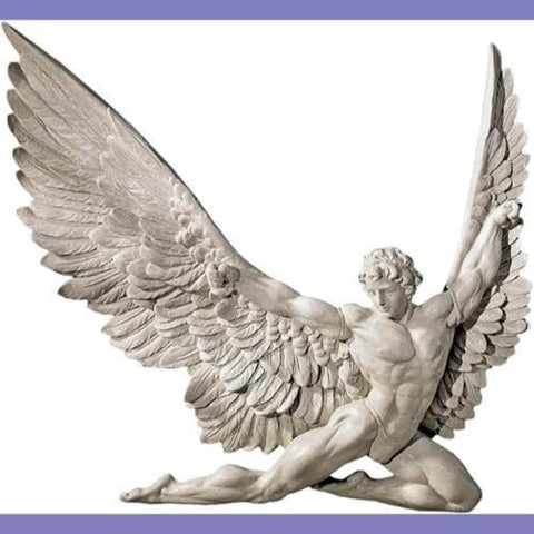 Design Toscano Icarus 11x11-inch wall piece creates a focal point.