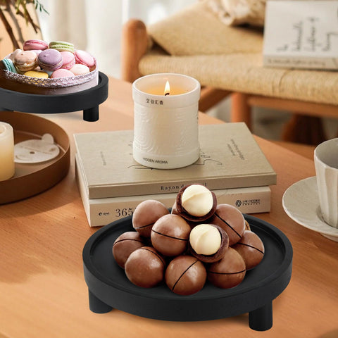 Destop home decor display on dresser for organized, focal styling with height.